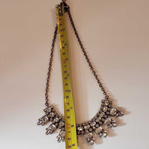 J. Crew Rhinestone Antique Tone Necklace Signed - Picture 6 of 8